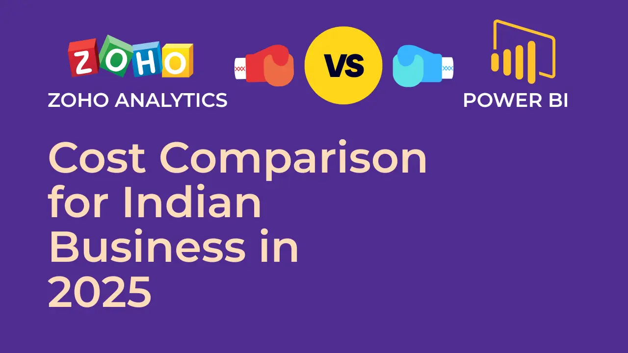 Zoho Analytics vs Power BI cost comparison 2025 India – side-by-side pricing and feature analysis for Indian businesses.