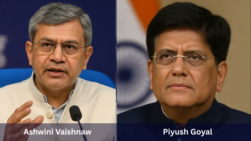 Ashwini Vaishnaw and Piyush Goyal supporting Swadeshi SaaS movement highlighting Zoho Arattai and Ulaa apps in India