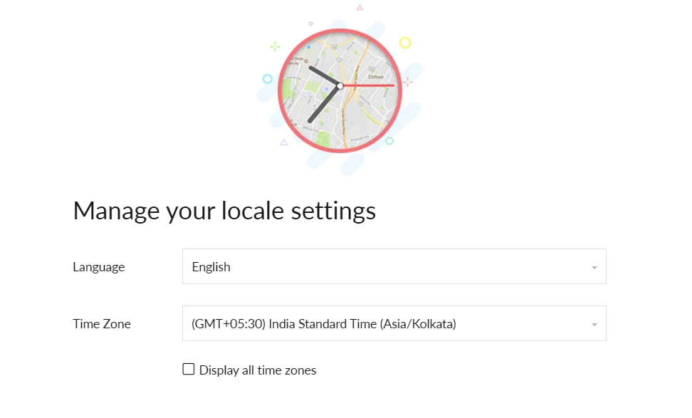 zoho email setup setting local time zone